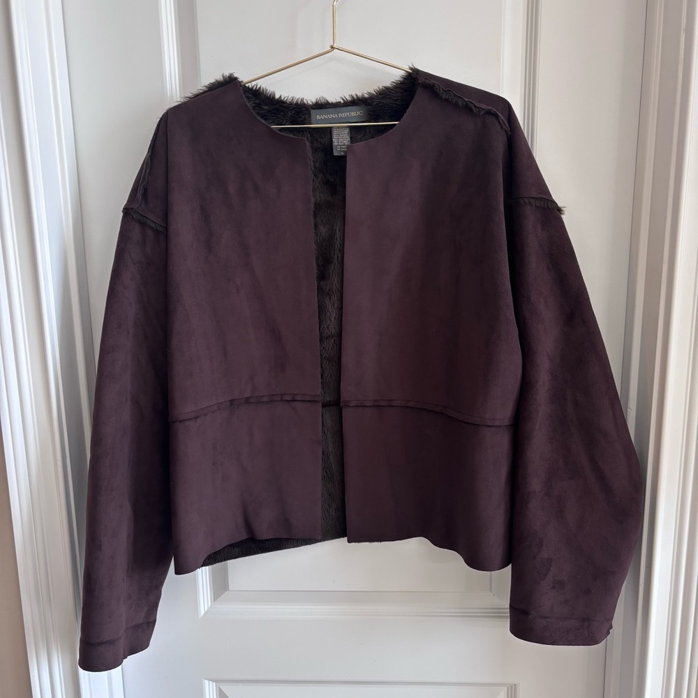 Vintage Banana Republic Brown Faux Fur/Suede Long Sleeve cropped Jacket XL